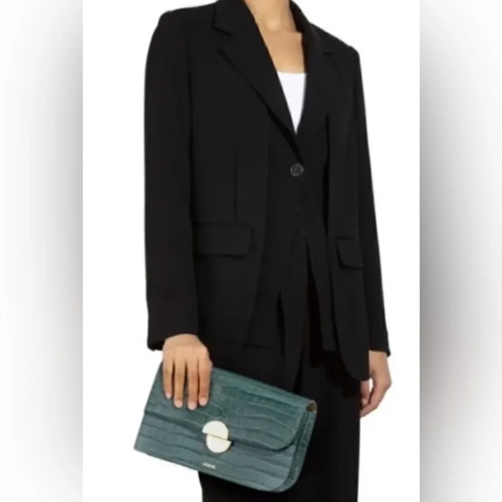 Jason Wu NWT Sage Leaf Croc Embossed Orbit Clutch - Picture 9 of 10